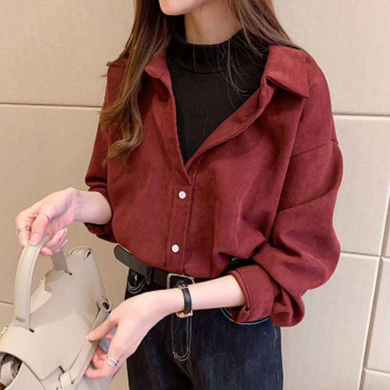 Long Sleeve Lapel Long Sleeve Loose Shirt Product Image