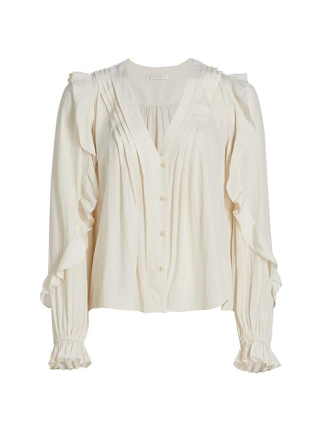 Womens Estelle Ruffled V-Neck Blouse Product Image