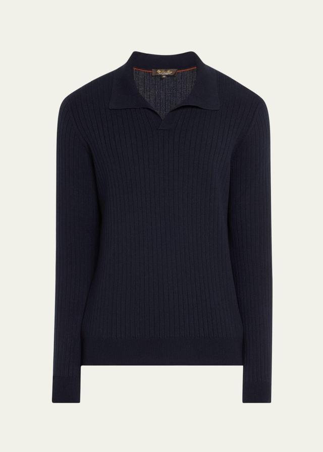 Mens Lexington Baby Cashmere Ribbed Polo Sweater Product Image