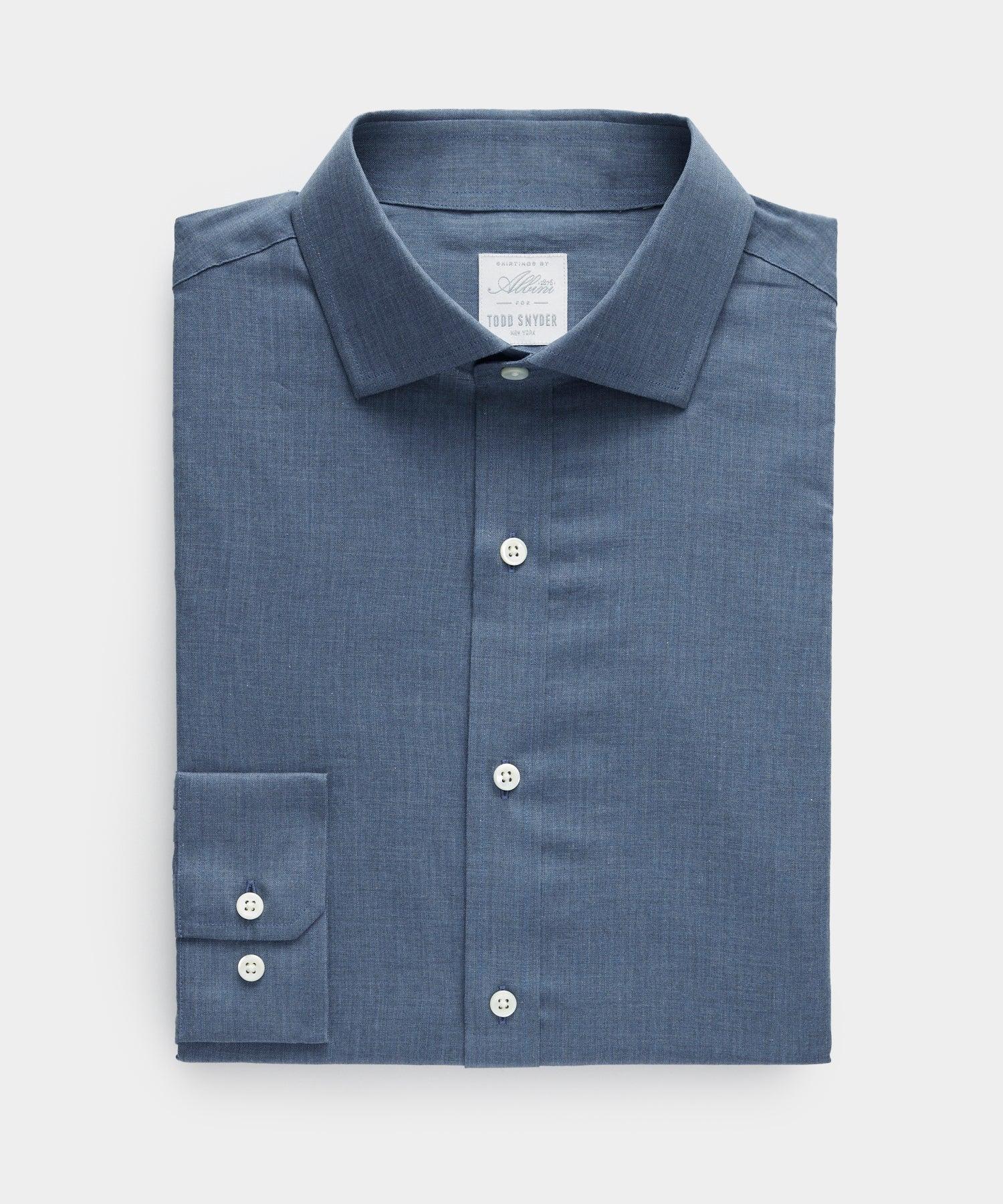 Flannel Spread Collar Dress Shirt in Chambray Product Image