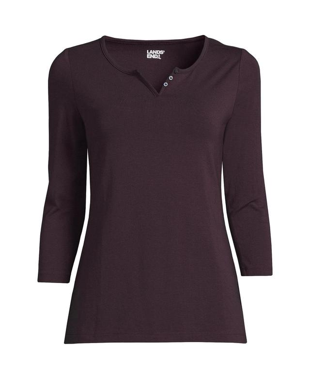 Lands End Womens 3/4 Sleeve Lightweight Jersey Henley Top Product Image