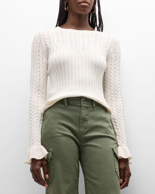 Henrietta Cable-Knit Flare-Sleeve Top Product Image