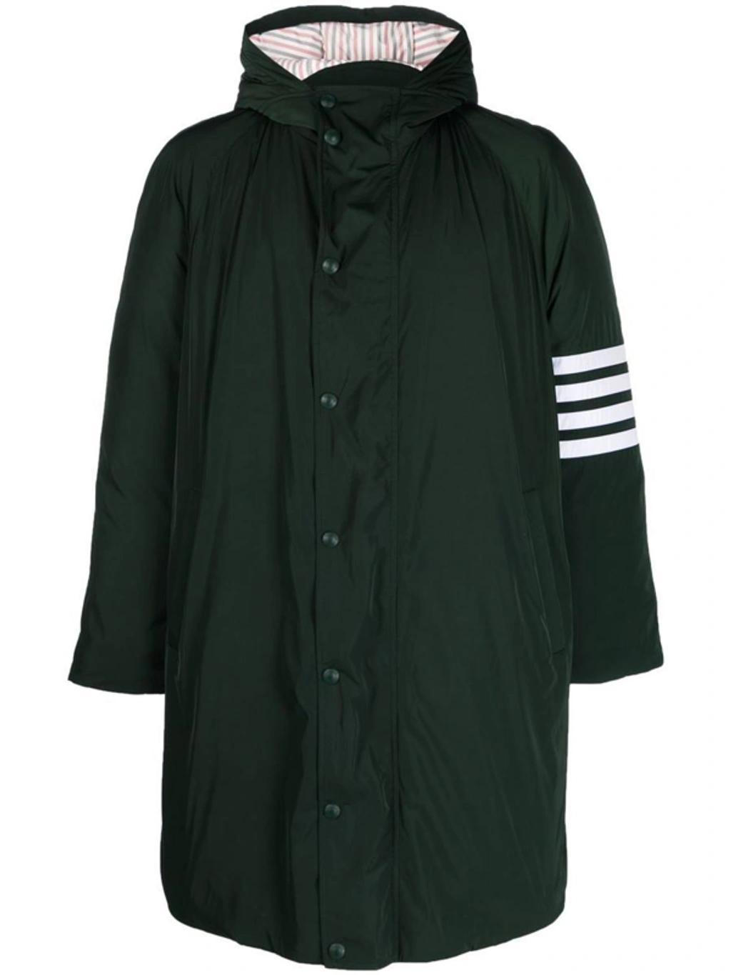 Green 4-bar Stripe Parka Coat Product Image