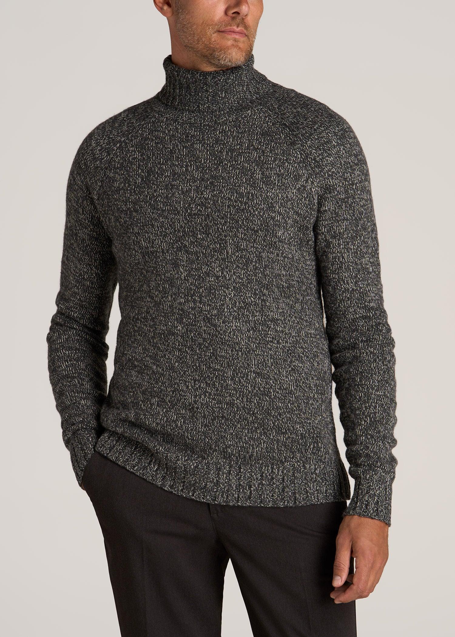 Wool Blend Marled Men's Tall Turtleneck in Charcoal Multi product image