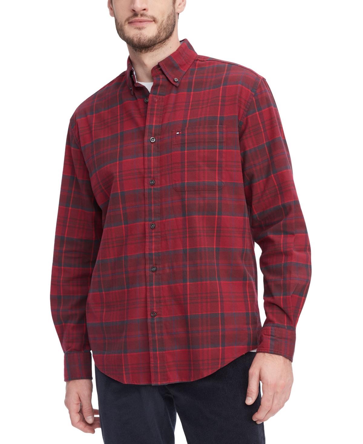 Tommy Hilfiger Mens Big & Tall Westley Regular-Fit Plaid Button-Down Brushed Twill Shirt Product Image