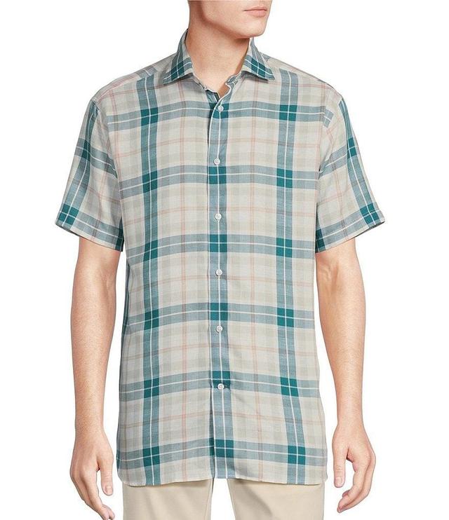 Daniel Cremieux Signature Label Plaid Lyocell Linen Short-Sleeve Woven Shirt Product Image