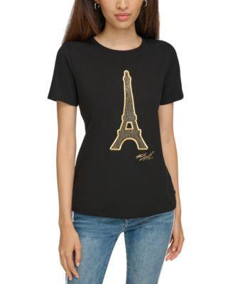 Karl Lagerfeld Paris Womens Eiffel Tower T-Shirt - Black/ Product Image