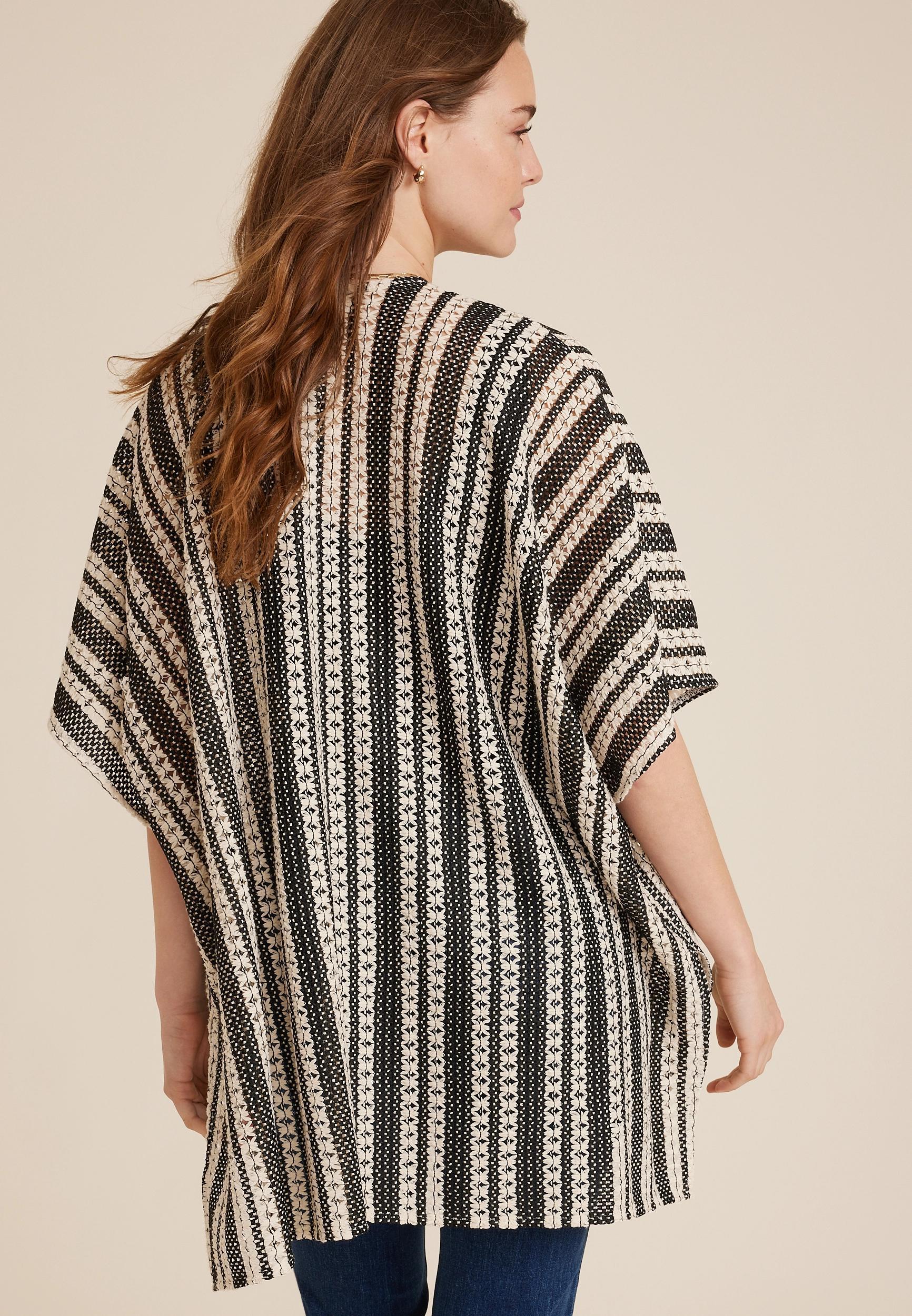 Striped Crochet Kimono Product Image