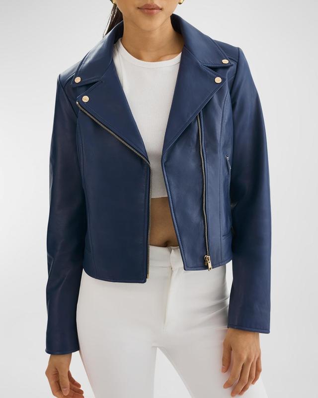 Womens Kelsey Leather Biker Jacket Product Image