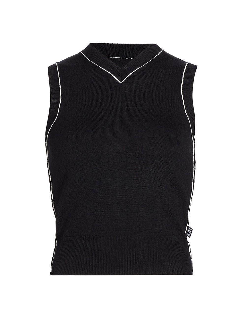 Womens Piped Wool-Blend Sweater Vest product image