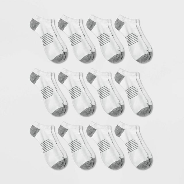 Mens No Show Striped Athletic Socks 12pk - All In Motion Gray 6-12 Product Image