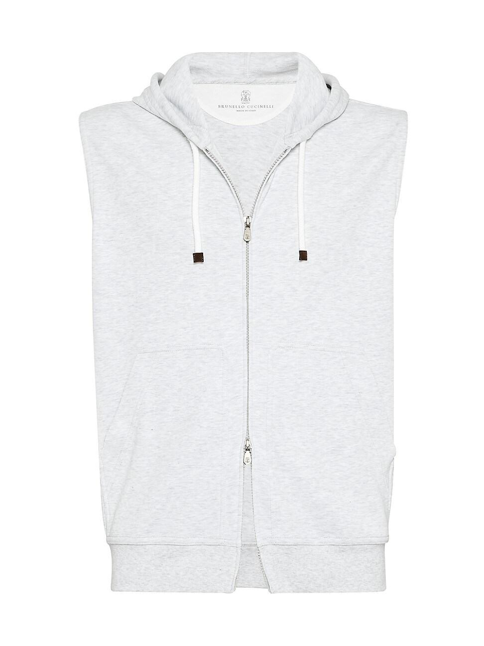 Mens Techno Cotton French Terry Sleeveless Sweatshirt With Zipper And Hood Product Image