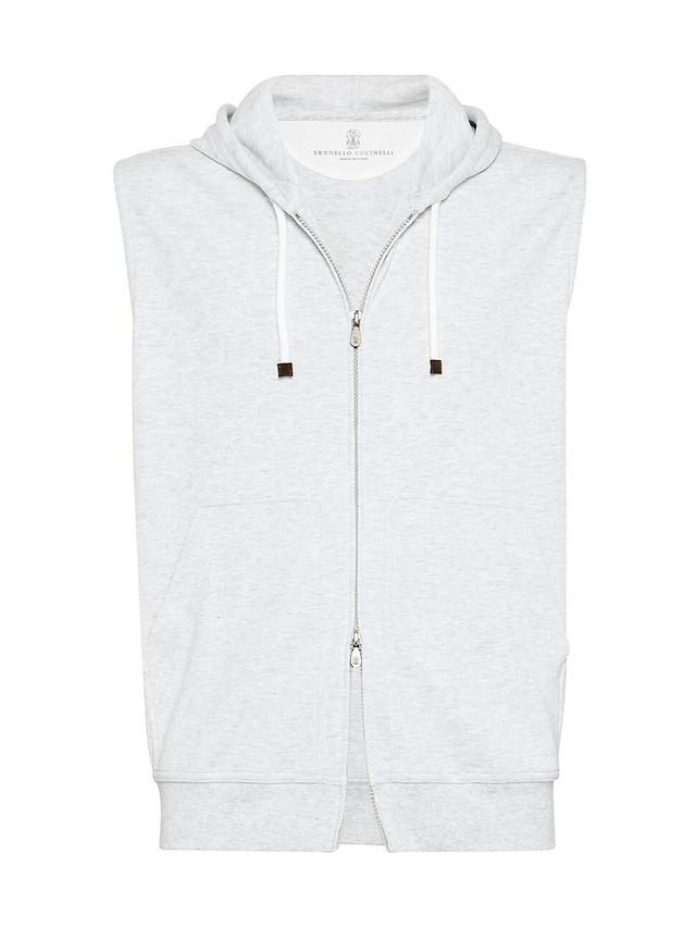 Mens Techno Cotton French Terry Sleeveless Sweatshirt With Zipper And Hood Product Image