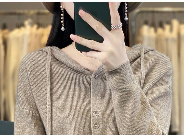 Plain Hood Cardigan Product Image