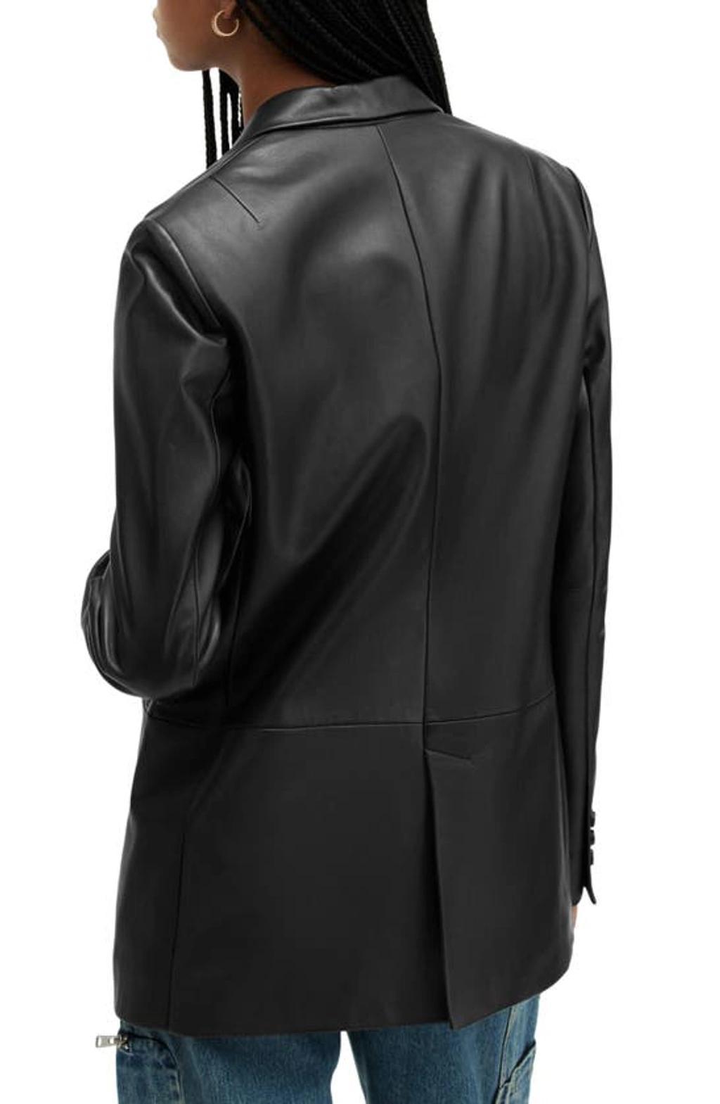 Deri Single Breasted Leather Blazer In Black Product Image