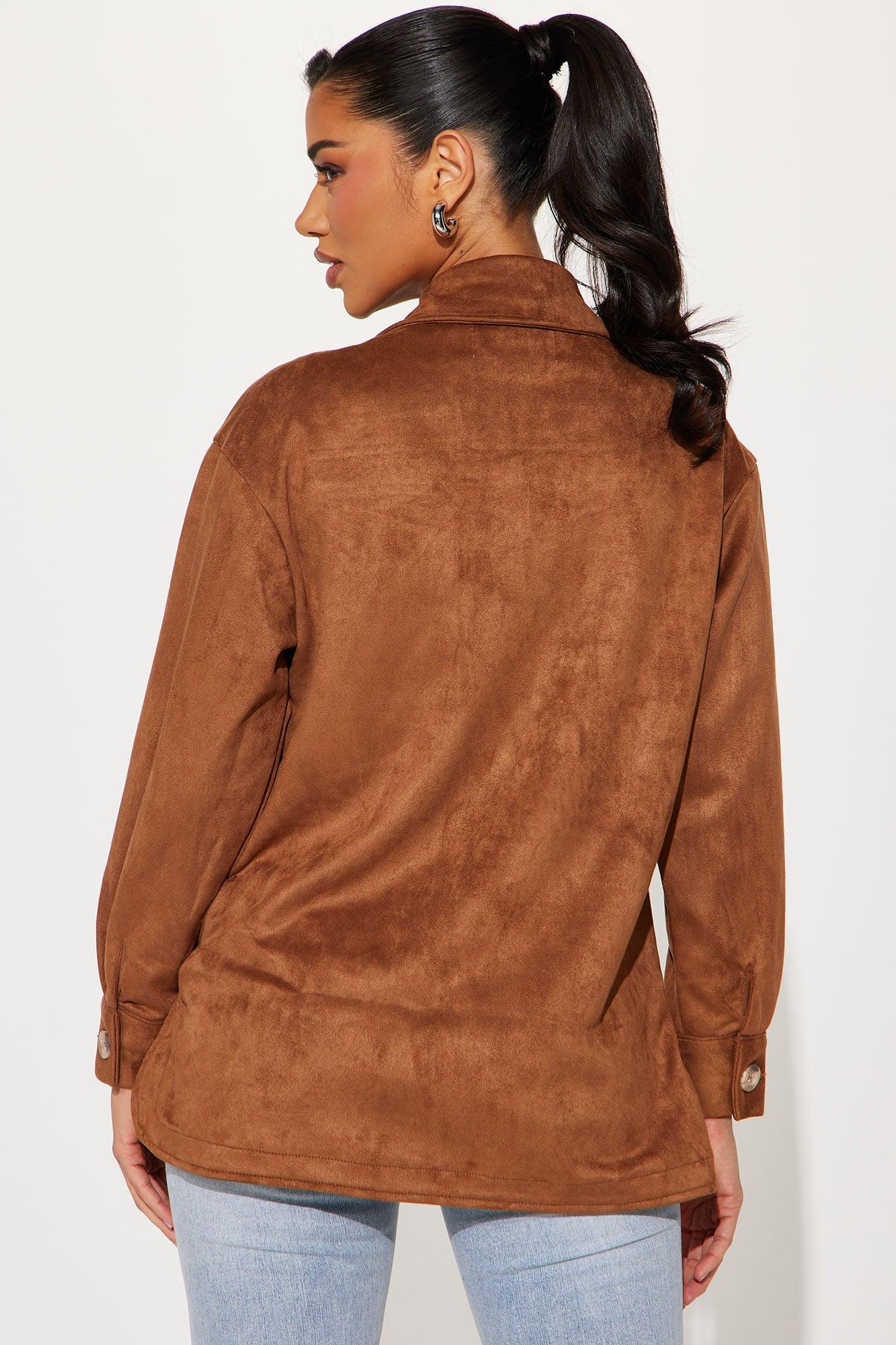 Janet Faux Suede Shacket - Camel Product Image