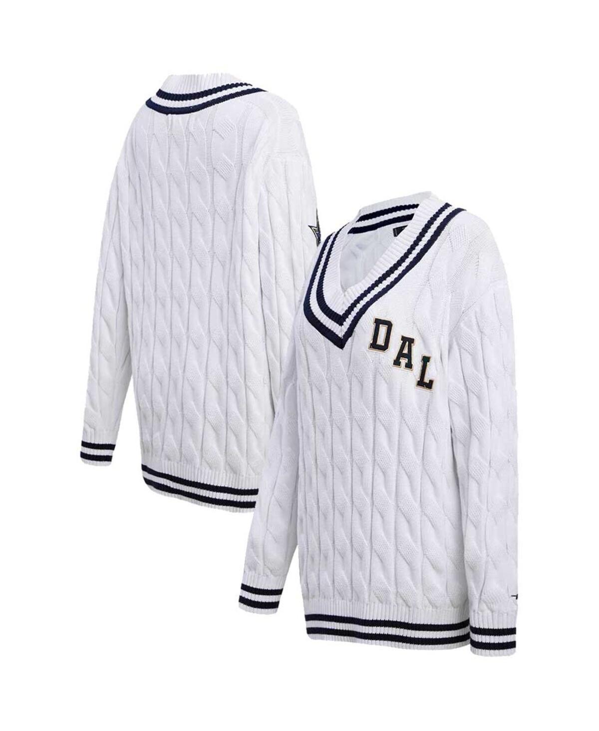 Womens Pro Standard White Dallas Cowboys Prep V-Neck Pullover Sweater Product Image