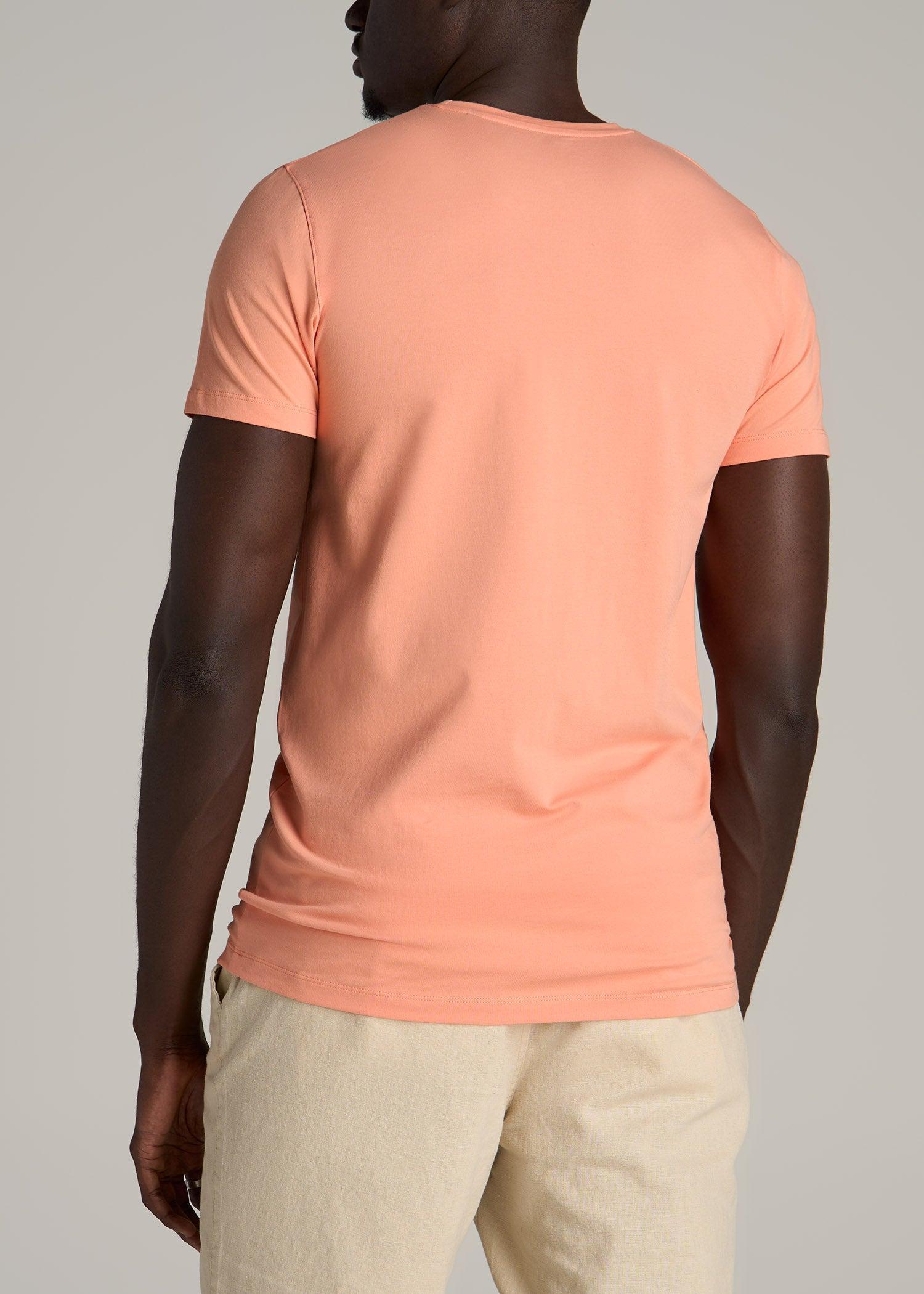 Stretch Cotton MODERN-FIT T-Shirt for Tall Men in Apricot Crush Product Image