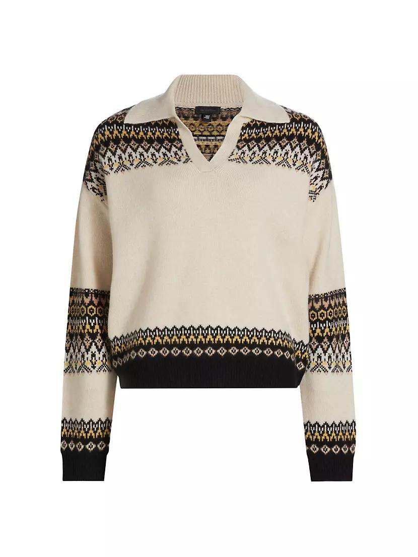 COLLECTION Cashmere Open Collar Fair Isle Sweater Product Image