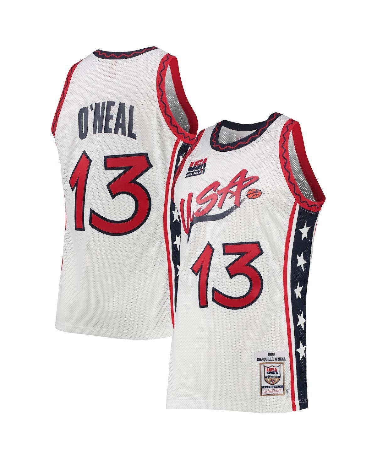 Mens Mitchell & Ness Shaquille ONeal White USA Basketball 1996 Hardwood Classics Authentic Jersey Product Image