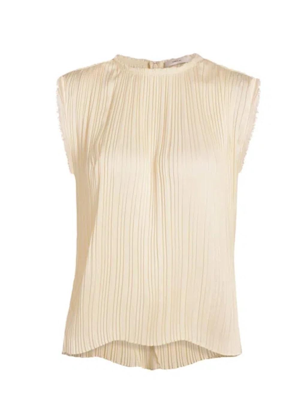 Pleated Crew Neck Shell Top Bell Product Image