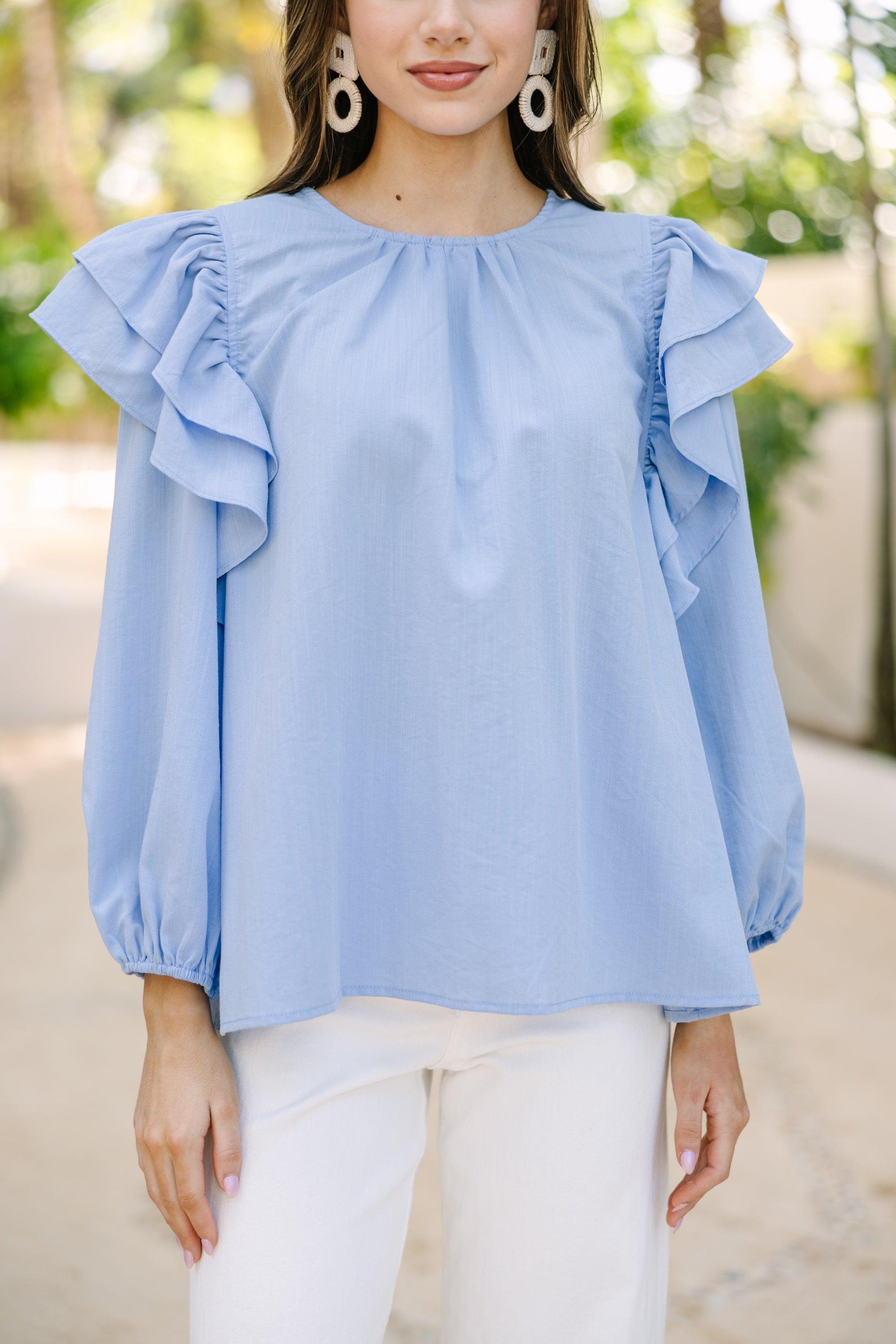 All Talk Chambray Blue Blouse Female Product Image