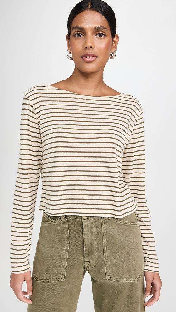 Stateside Linen Cotton Jersey Cropped Boat Neck Tee | Shopbop product image