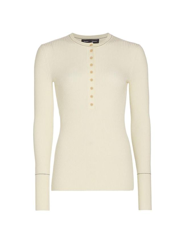 Womens Ribbed Wool Henley Sweater Product Image