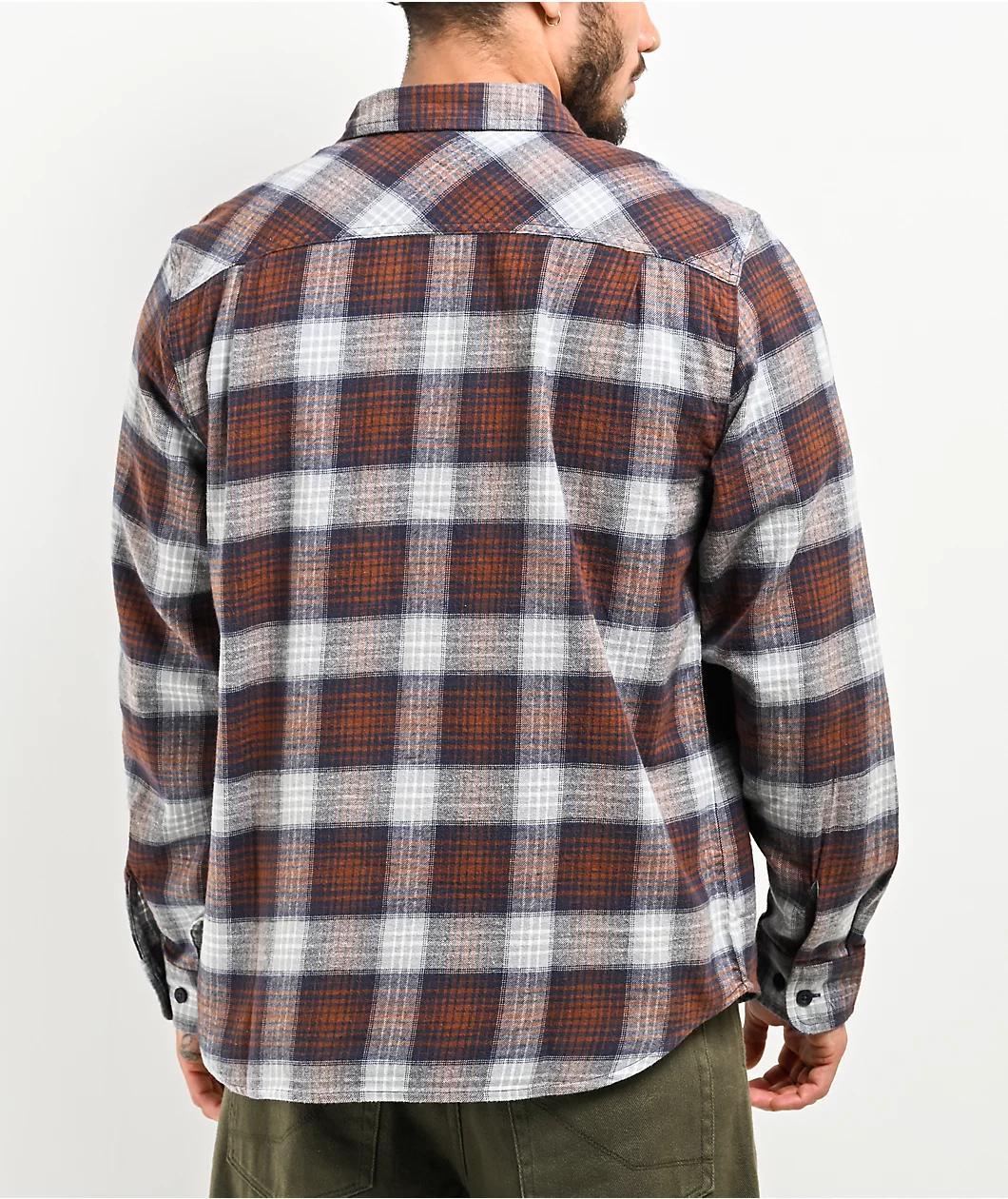 Brixton Bowery Lightweight Blue & Brown Flannel Shirt Product Image