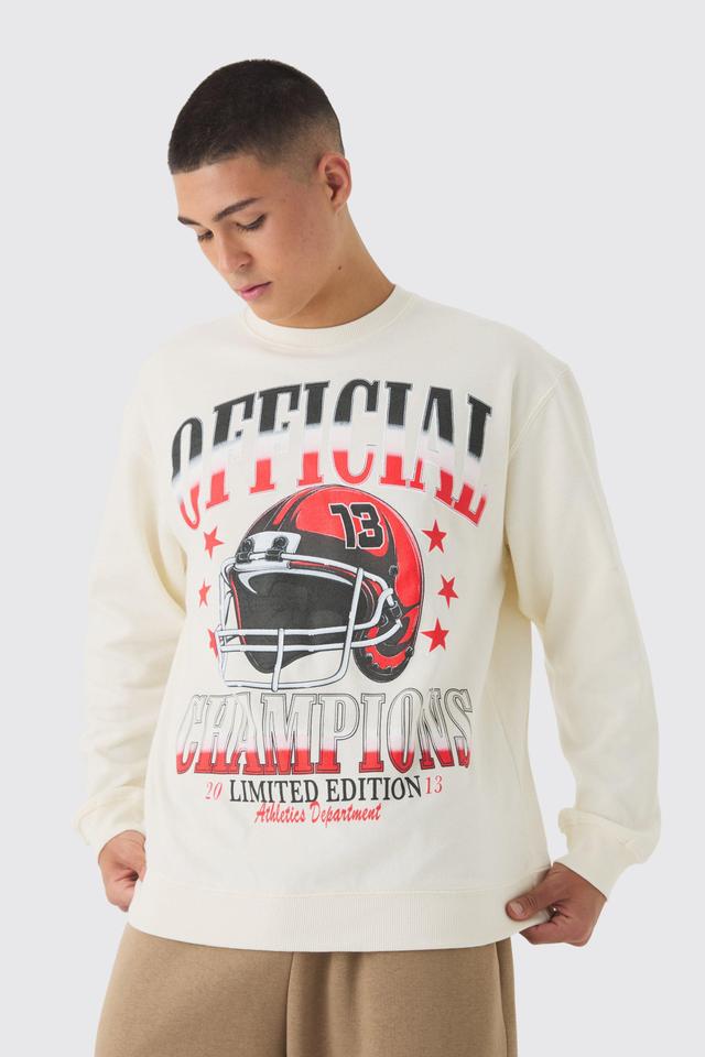 Oversized Washed Varsity Print Sweatshirt | boohooMAN USA Product Image