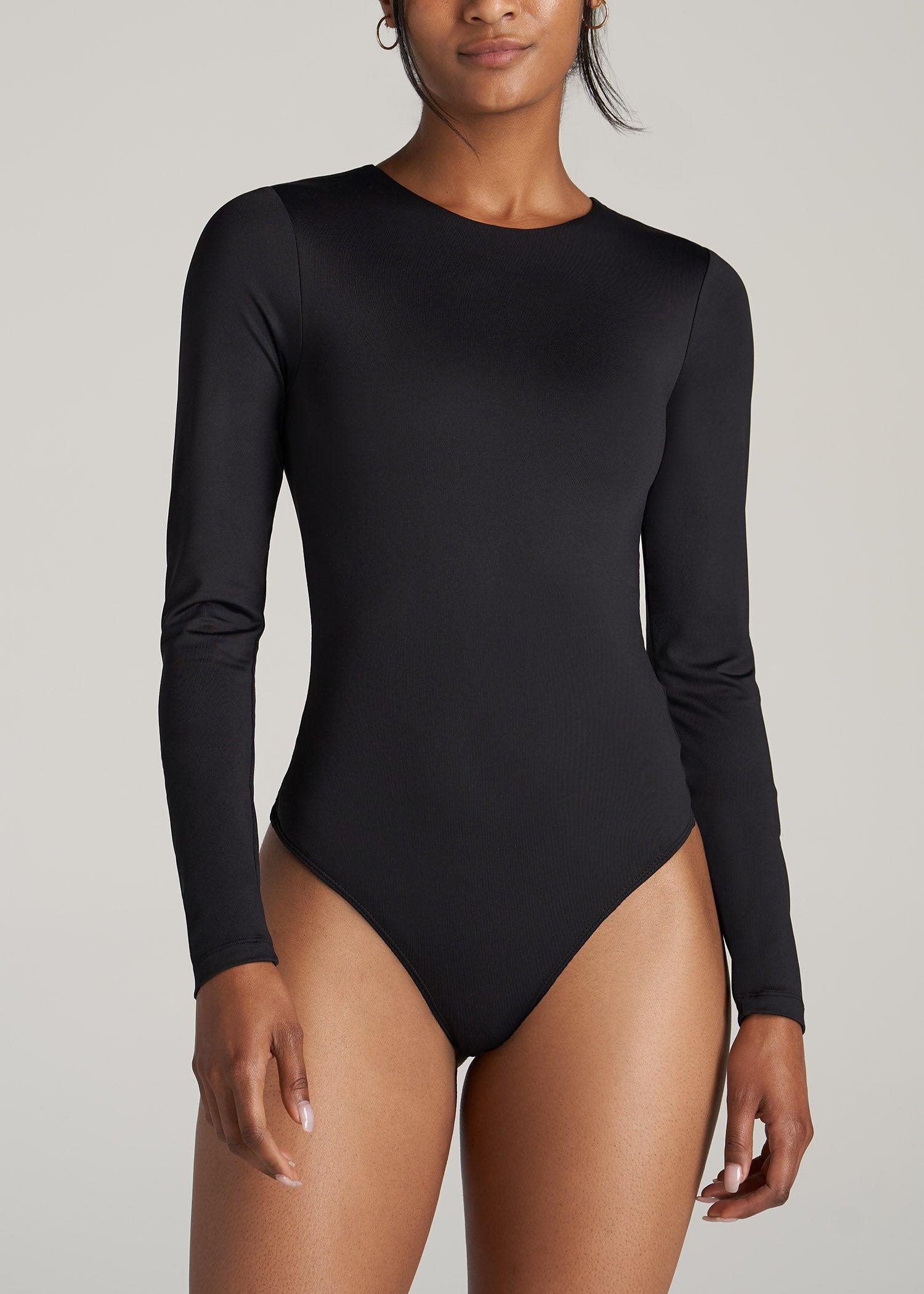 Long Sleeve Bodysuit for Tall Women in Black Product Image