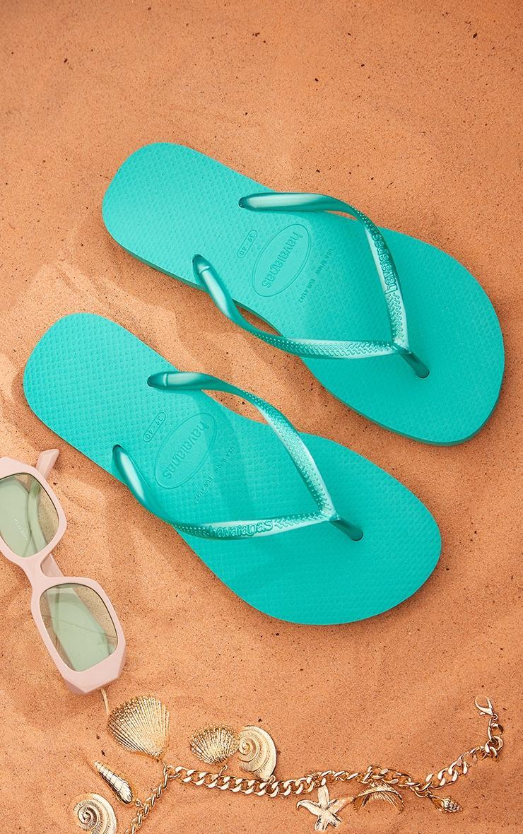 Green Metallic Havaianas Slim Flip Flops Product Image