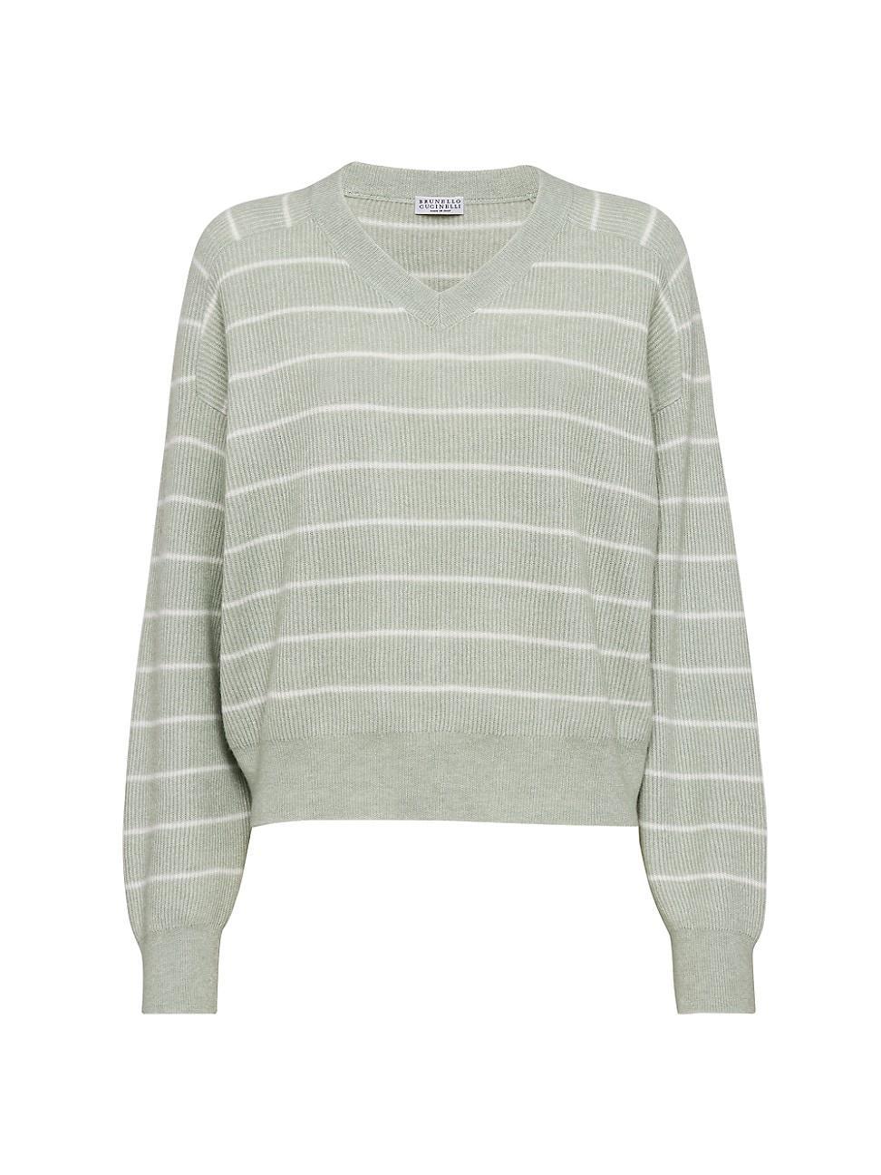 Womens Striped Alpaca And Cotton English Rib Sweater With Monili Product Image