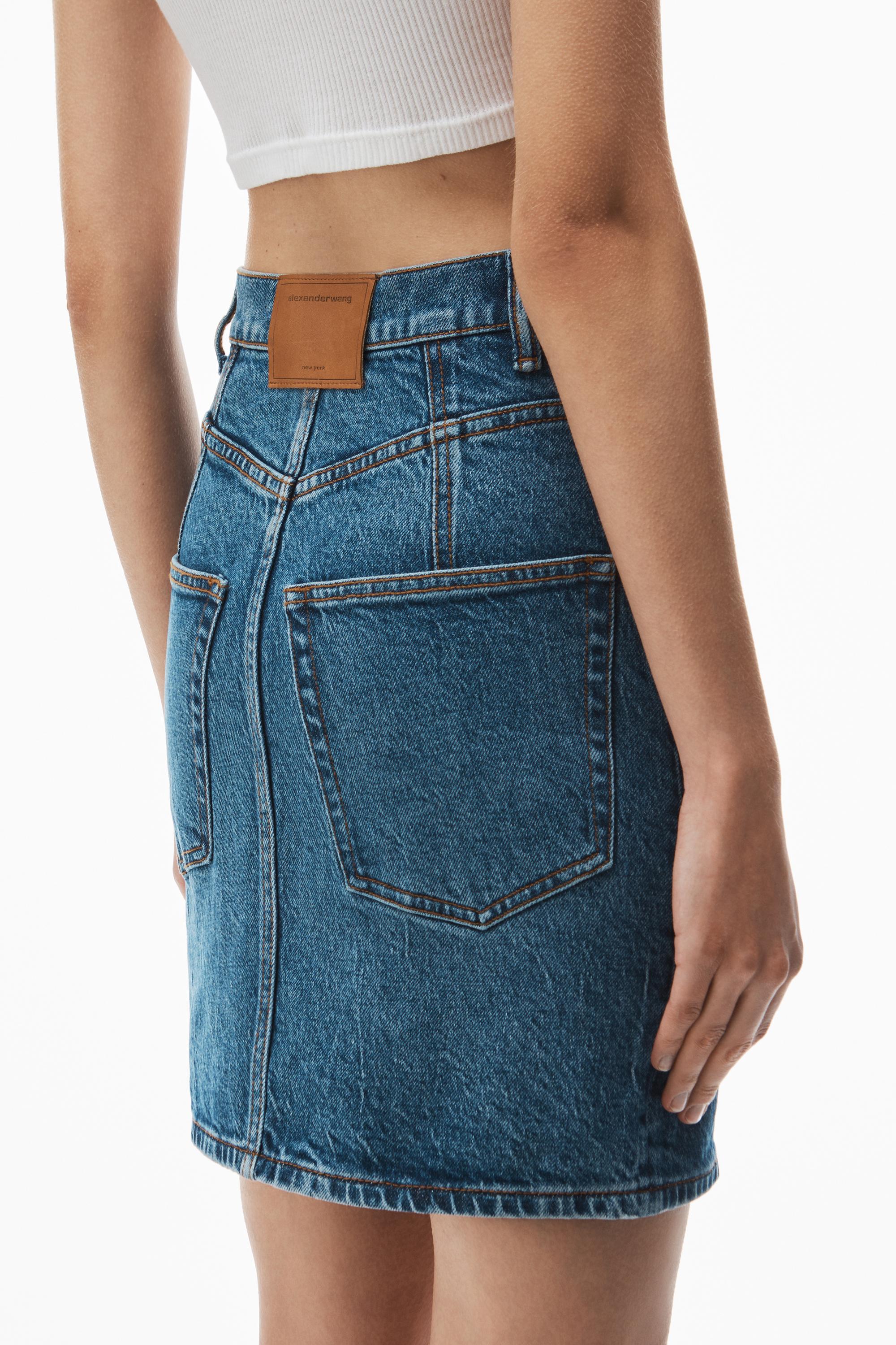 High-waist Miniskirt In Comfort Stretch Denim Product Image