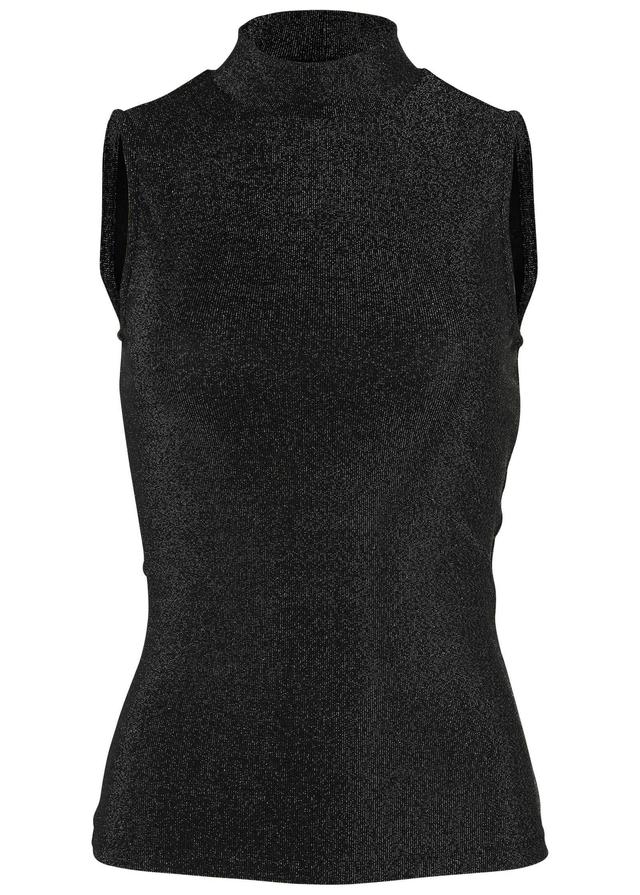 Glitter Knit Mock Neck Tank - Jet Black Glitter Knit Product Image