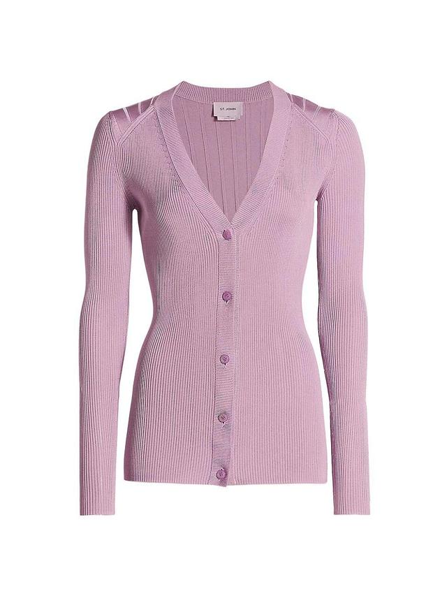 Womens Rib-Knit V-Neck Cardigan Product Image