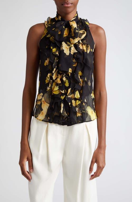 Giambattista Valli Floral Tie Neck Sleeveless Silk Top Product Image