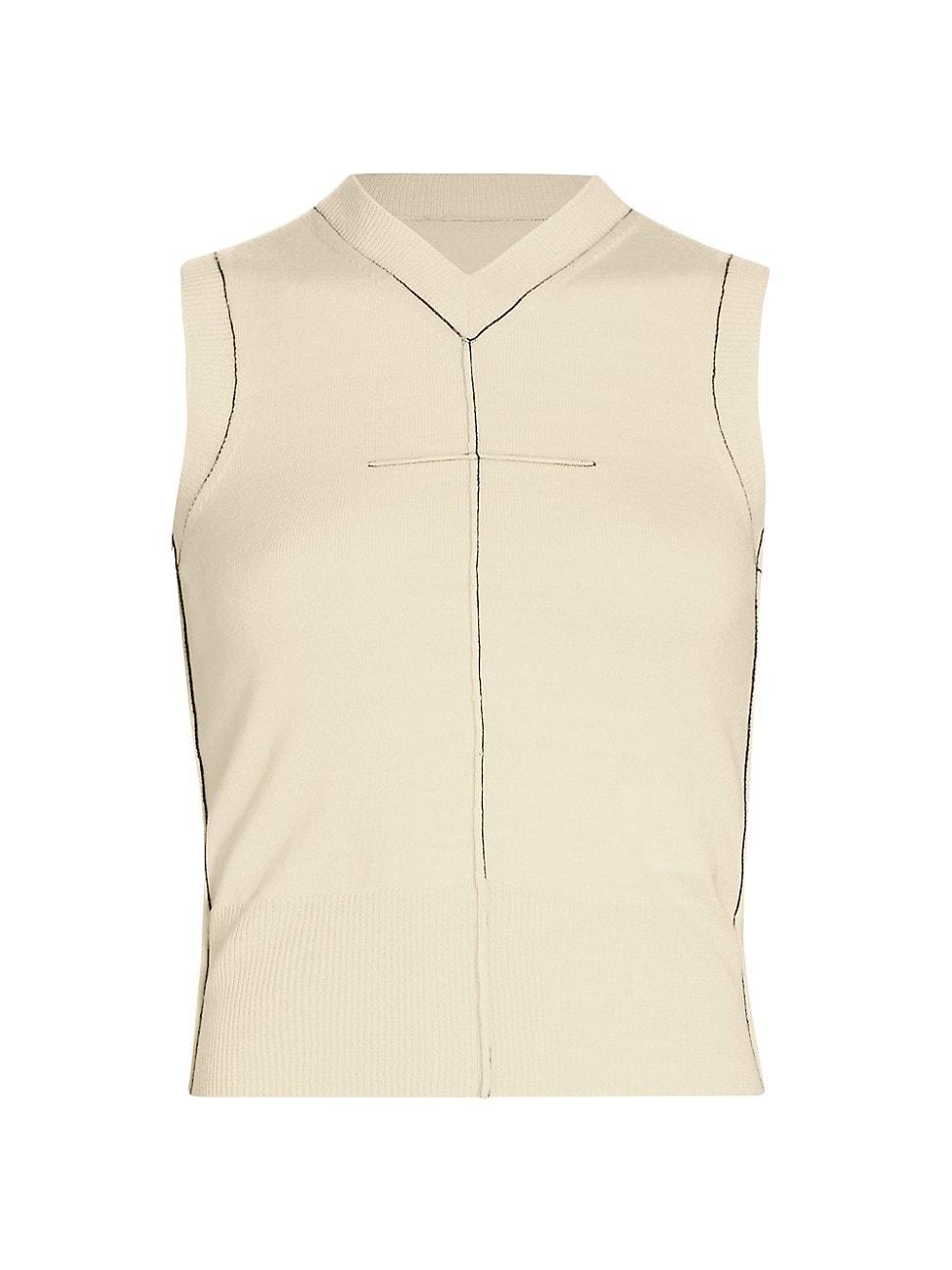 Womens Exposed-Seam Stretch Wool V-Neck Vest Product Image