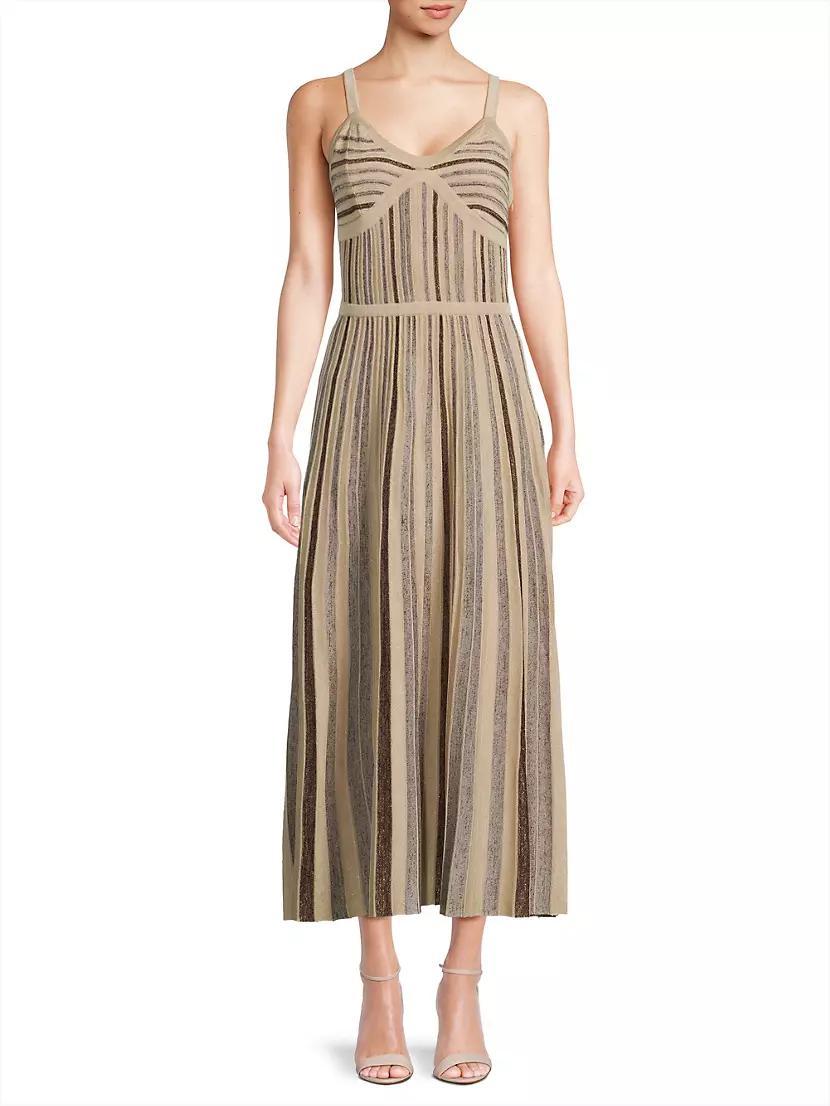 Striped Knit Sleeveless Maxi Dress Product Image