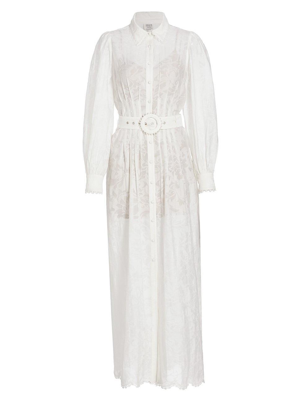 Womens Lace Belted Maxi Shirtdress Product Image