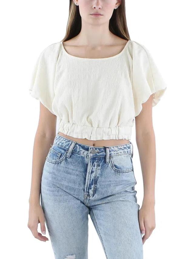 Womens Textured Polyester Cropped In White Product Image