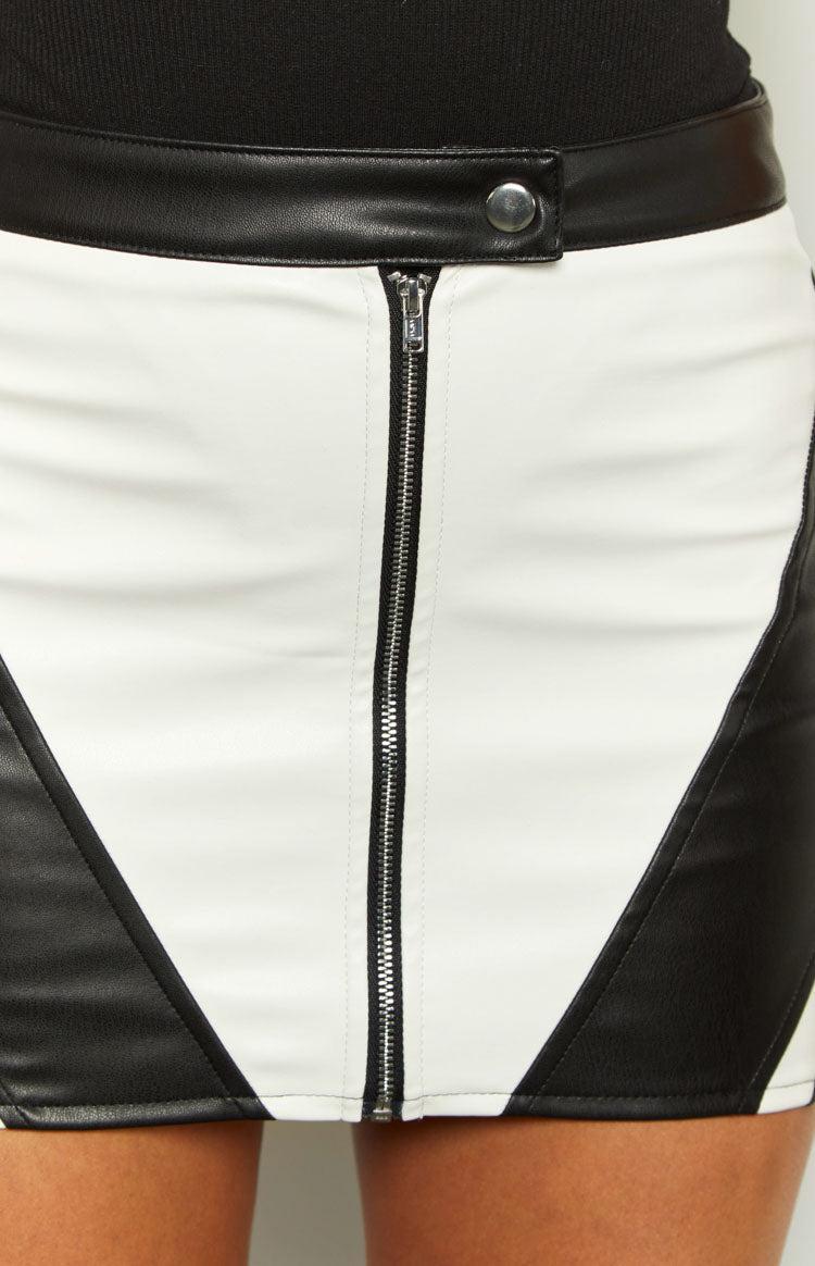 Trespass White Contrast PU Low Waist Mini Skirt Product Image