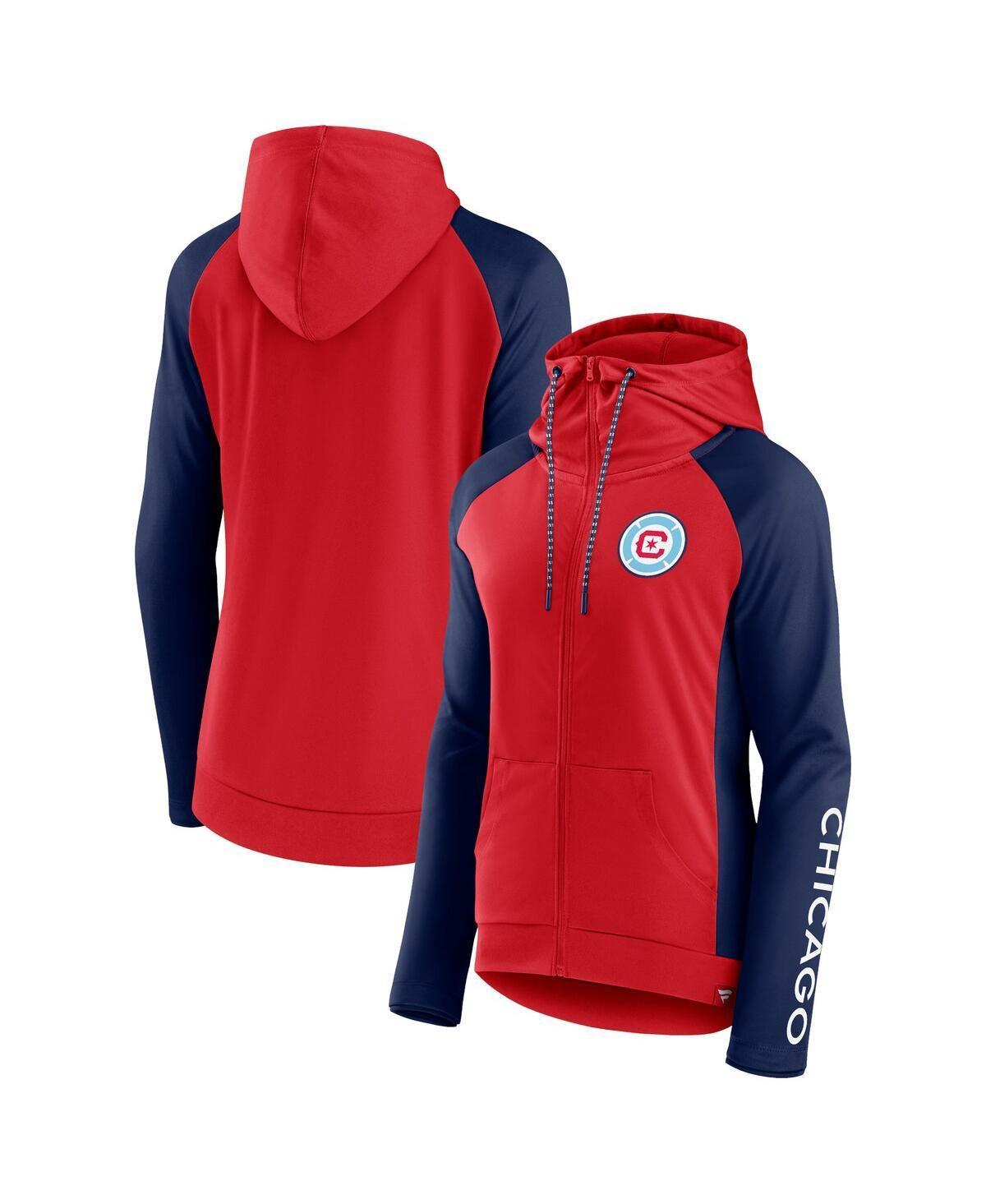 Womens Fanatics Red/Navy Chicago Fire Iconic Raglan Full-Zip Hoodie Product Image