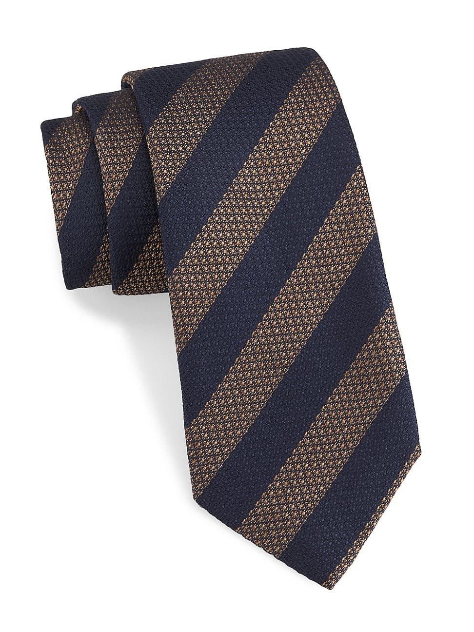 Mens Striped Cotton-Silk Tie Product Image