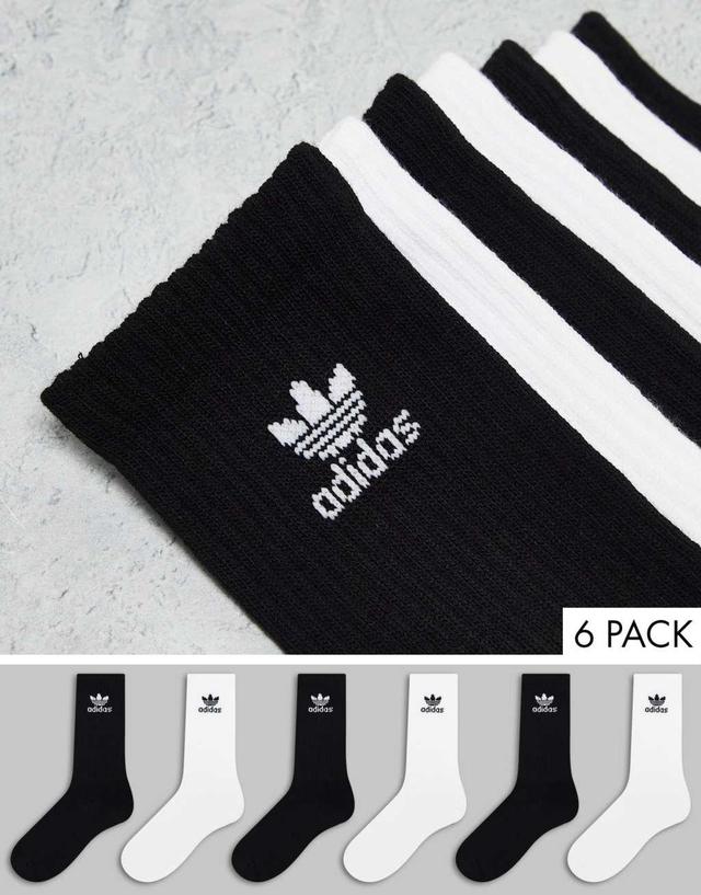 adidas Originals Trefoil 6 pack socks in white and black Product Image