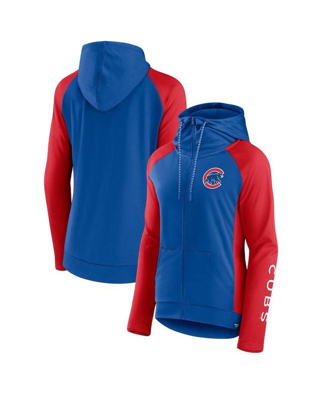 Womens Fanatics Royal Chicago Cubs Iconic Raglan Full-Zip Hoodie - Royal Product Image