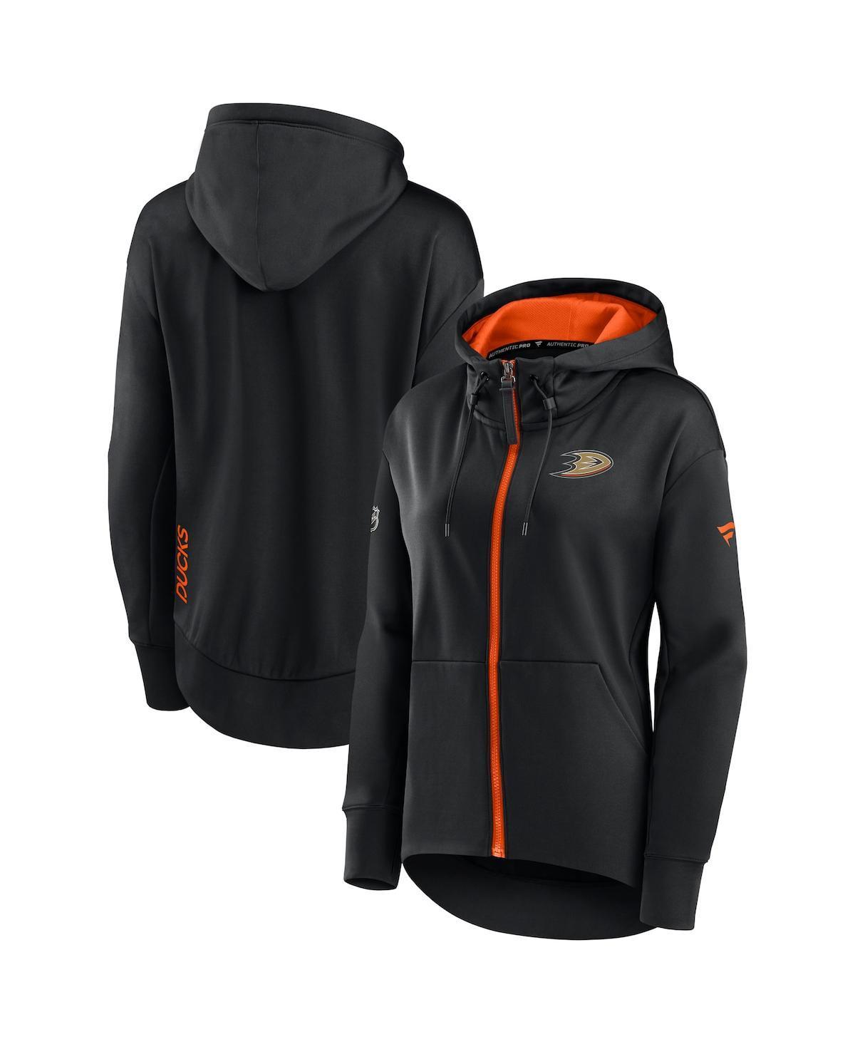 Womens Fanatics Branded Black Anaheim Ducks Authentic Pro Rink Full-Zip Hoodie Product Image