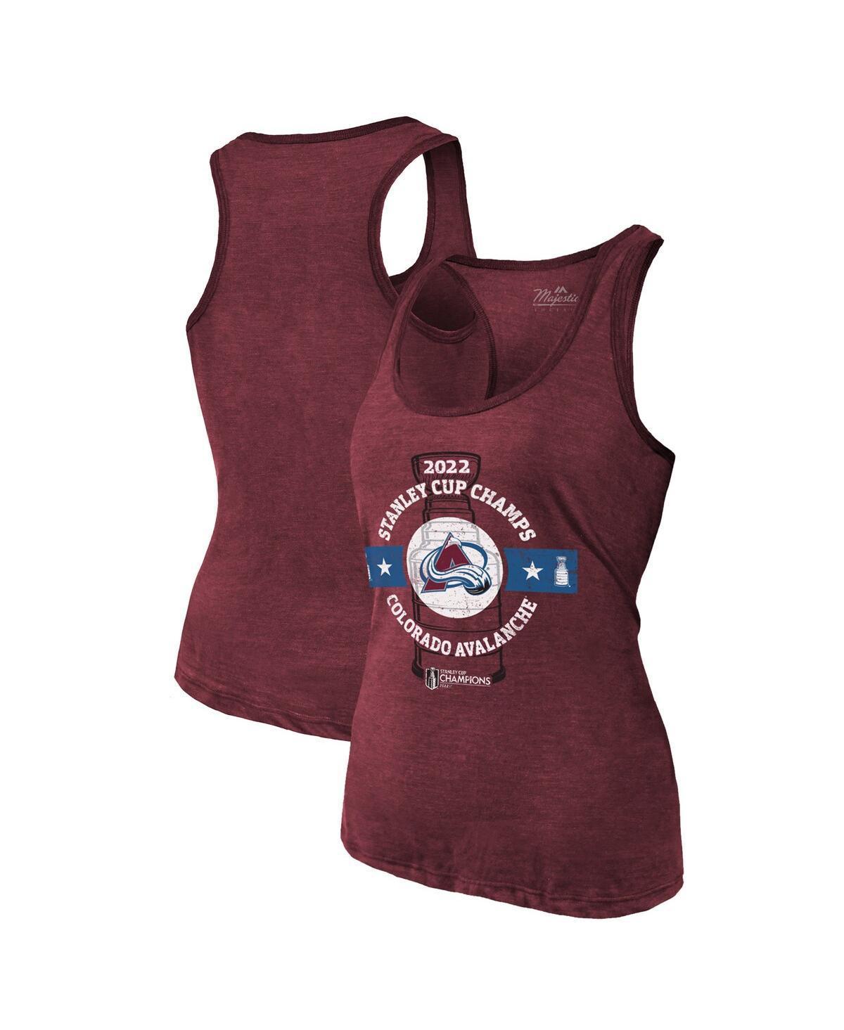 Womens Majestic Threads Burgundy Colorado Avalanche 2022 Stanley Cup Champions Racerback Tank Top Product Image