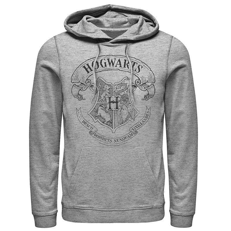 Mens Harry Potter Simple Hogwarts Crest Outline Graphic Pullover Hoodie Product Image