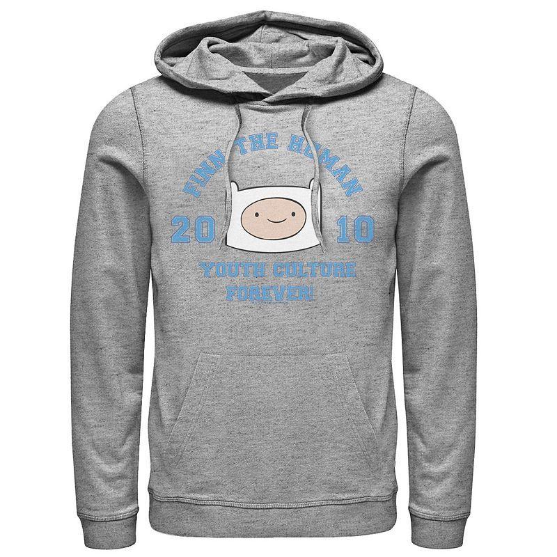 Mens Adventure Time Finn The Human Youth Culture Forever Pullover Hoodie Athletic Grey Product Image